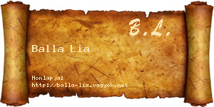 Balla Lia névjegykártya