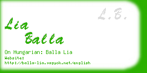 lia balla business card